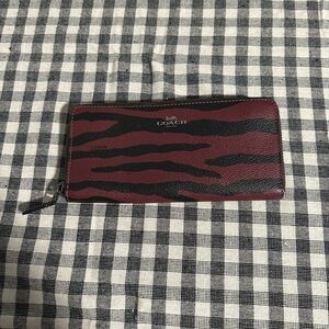 Coach Burgundy and Black Animal Print Wallet